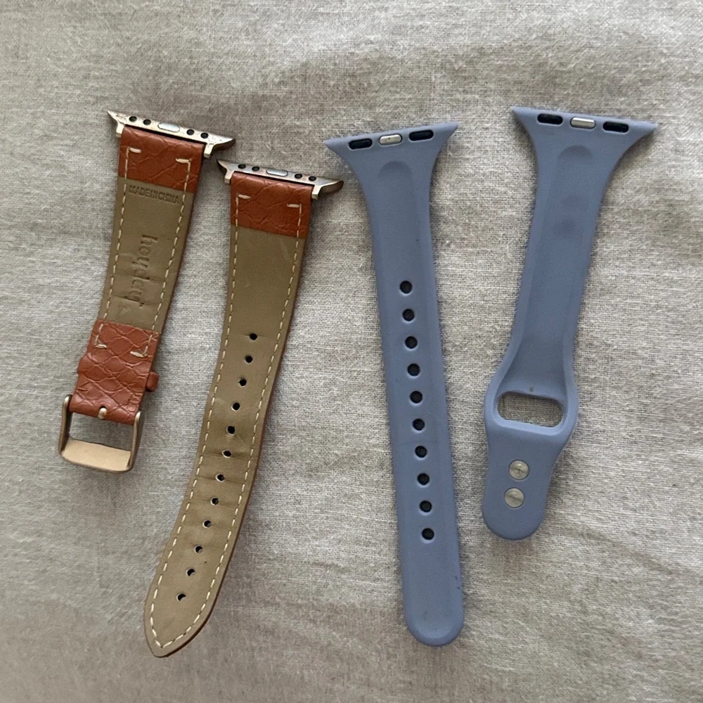 Apple Watch 40mm Bands Brown Leather and Gray Silicone Watch Band